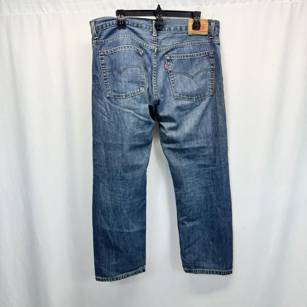 Levis 505 Jeans Mens 34x28 16H Denim Straight Leg Medium Wash Fade Vtg